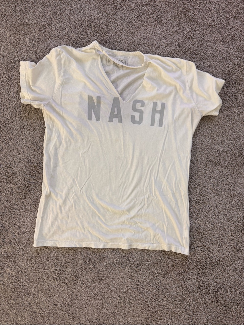 Ash White V-Neck Nash Graphic Tee
